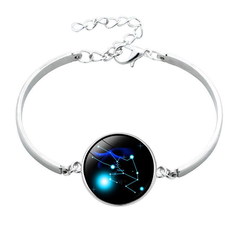 Zodiac Time Gemstone Bracelet Silver Simple Glass Bracelet Bracelet