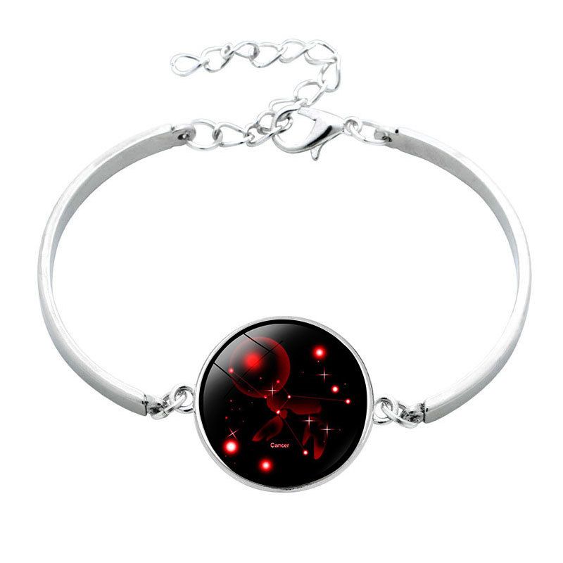 Zodiac Time Gemstone Bracelet Silver Simple Glass Bracelet Bracelet