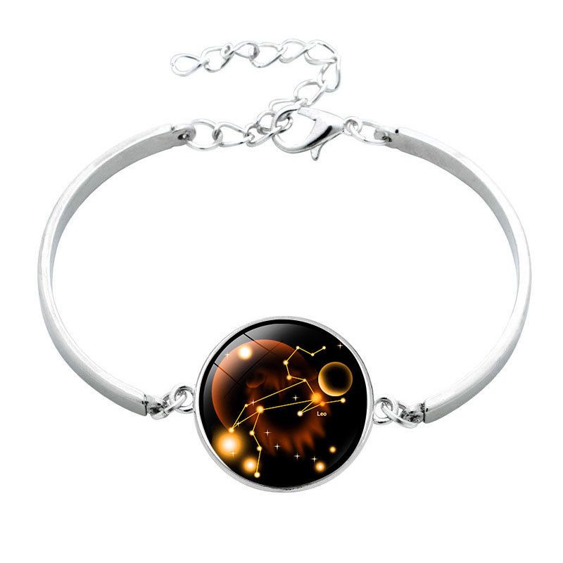 Zodiac Time Gemstone Bracelet Silver Simple Glass Bracelet Bracelet