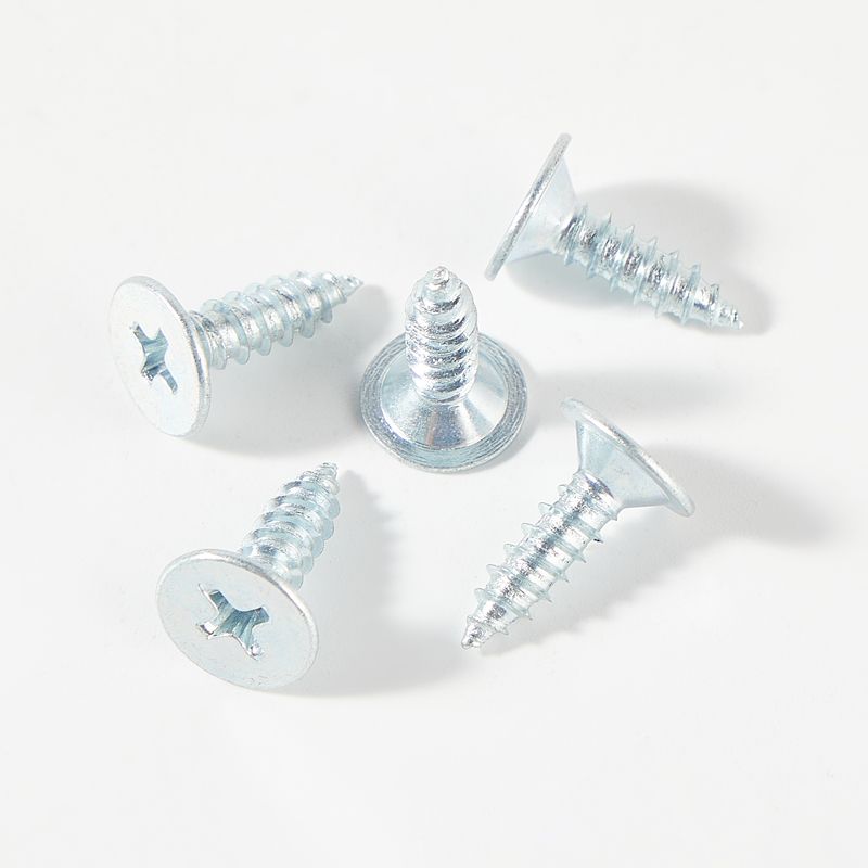 Flat head cross drive self-tapping screw