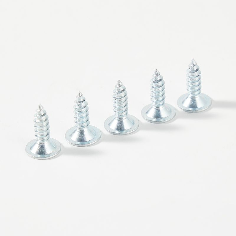 Flat head cross drive self-tapping screw