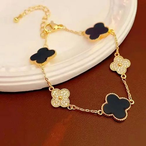 Exquisite 18k Gold Plated Zircon Four Leaf Clover Fashion Jewelry Set Girls Women