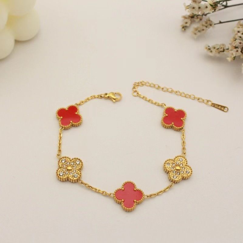 Exquisite 18k Gold Plated Zircon Four Leaf Clover Fashion Jewelry Set Girls Women