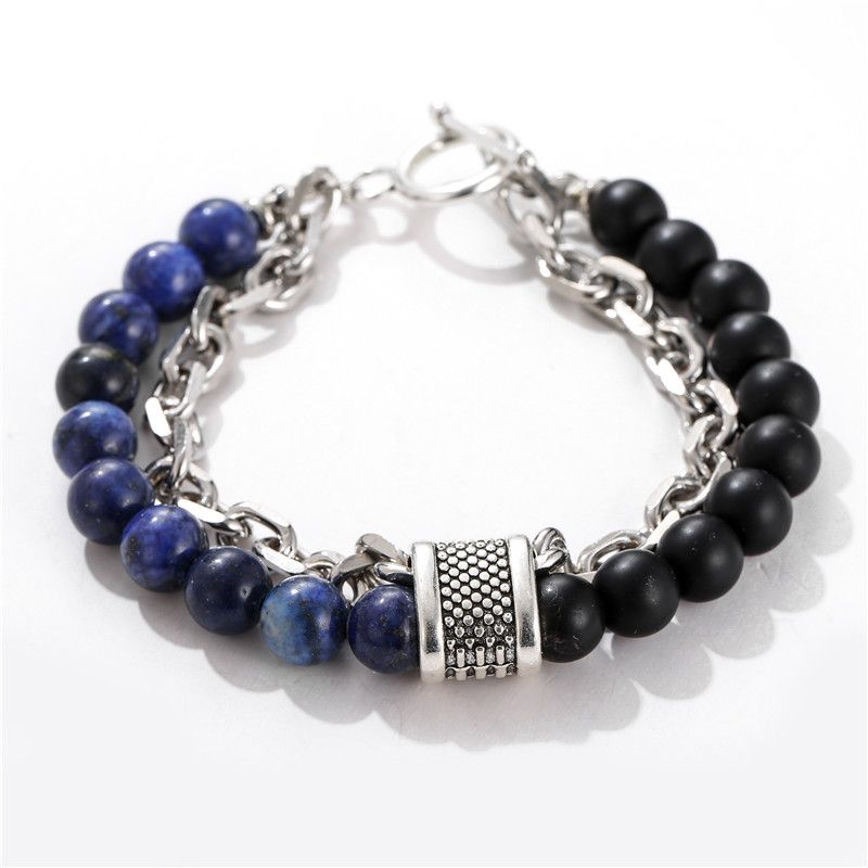 Fashion punk style frosted stone chain combination geometric men's bracelet bracelet accessories men