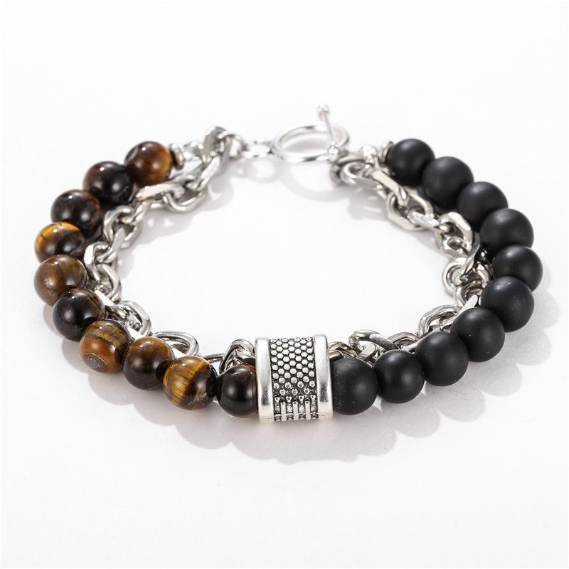 Fashion punk style frosted stone chain combination geometric men's bracelet bracelet accessories men