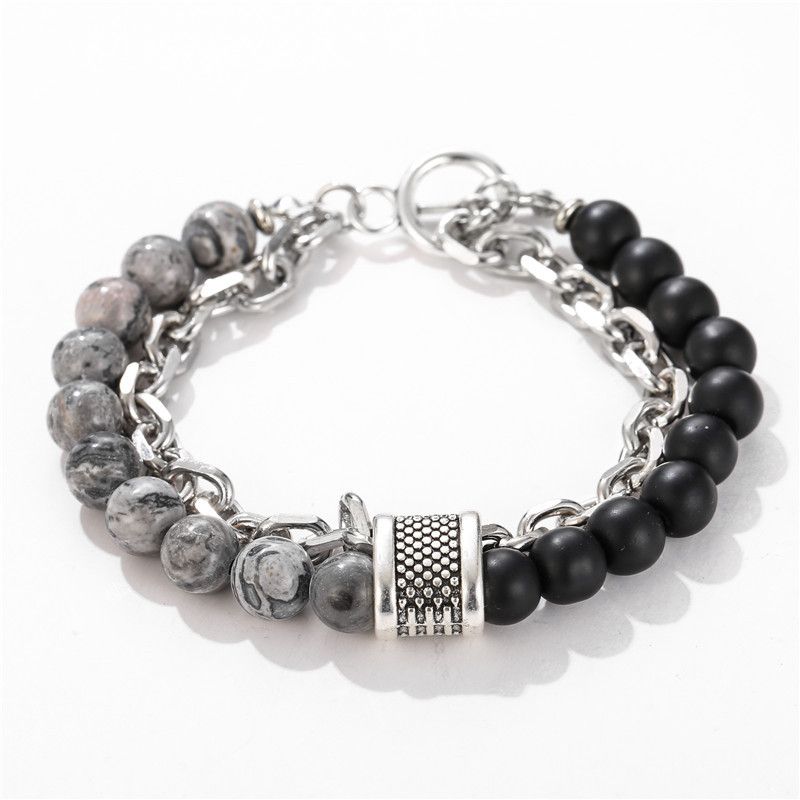 Fashion punk style frosted stone chain combination geometric men's bracelet bracelet accessories men