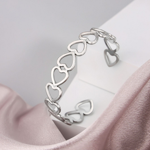 1 piece of stainless steel adjustable women's simple striped color retention wear-resistant fashionable love bracelet