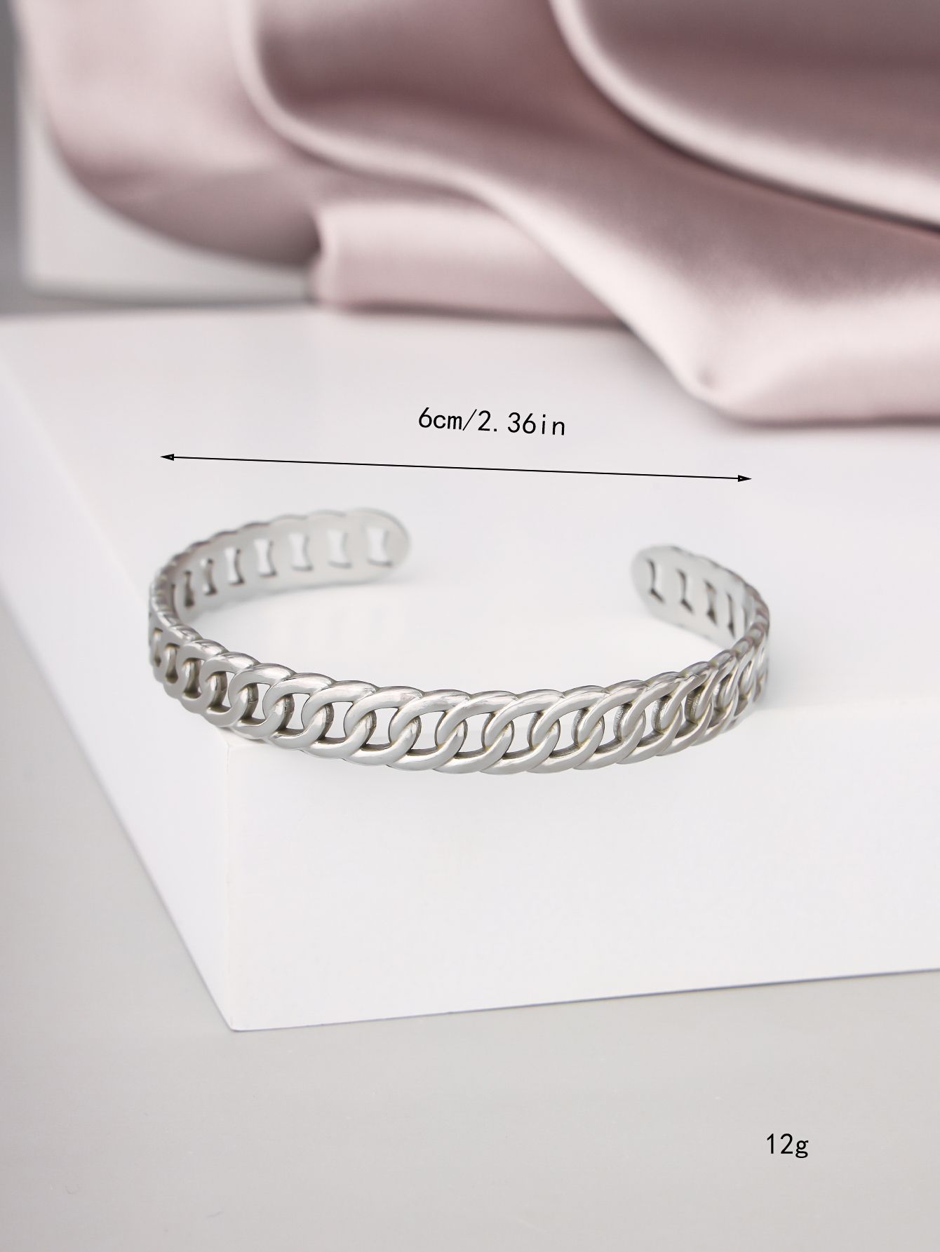 1 piece of stainless steel adjustable women's simple striped color retention wear-resistant fashionable chain bracelet