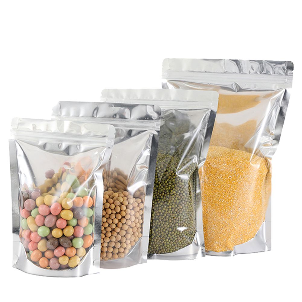 Factory Supply Resealable Aluminum foil One Side Clear Zipper Top Stand Up Pouch With Window