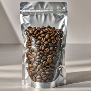 Custom Print Transparent Front Window Food Ziplock Bag Aluminium Stand Up Pouches For Coffee Bean Nuts Snaking