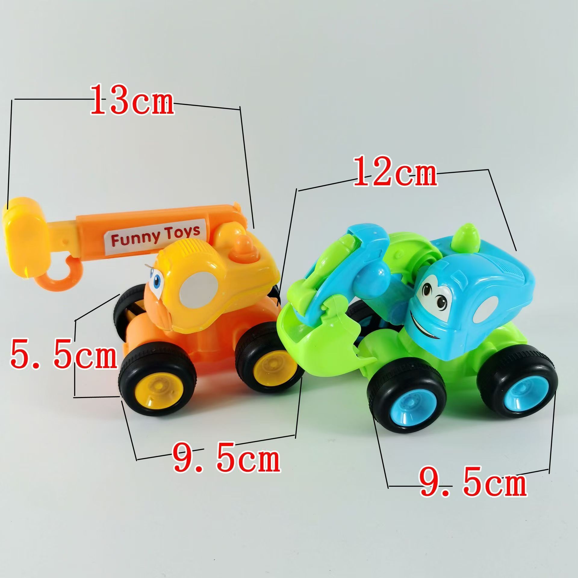 Inertial sliding children's engineering vehicle, boy's Q-version cartoon excavator, crane, anti fall stall toy, baby