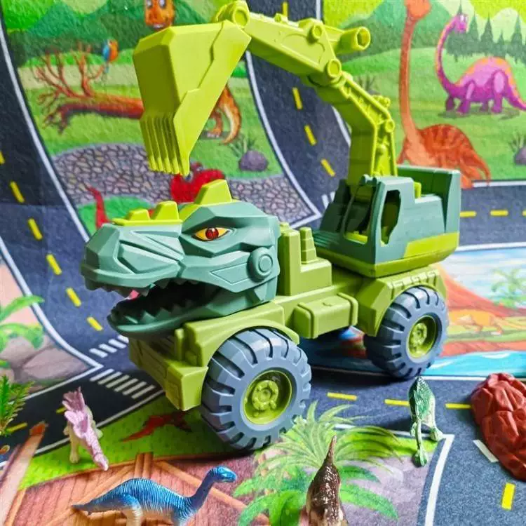 Dinosaur engineering, children's toy car, boy's puzzle, Tyrannosaurus rex, Triceratops excavator, car excavator, drop resistant