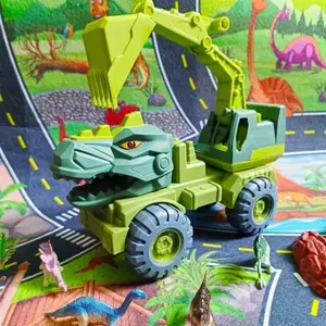 Dinosaur engineering, children's toy car, boy's puzzle, Tyrannosaurus rex, Triceratops excavator, car excavator, drop resistant