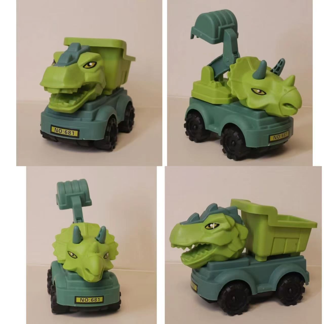 Dinosaur engineering, children's toy car, boy's puzzle, Tyrannosaurus rex, Triceratops excavator, car excavator, drop resistant