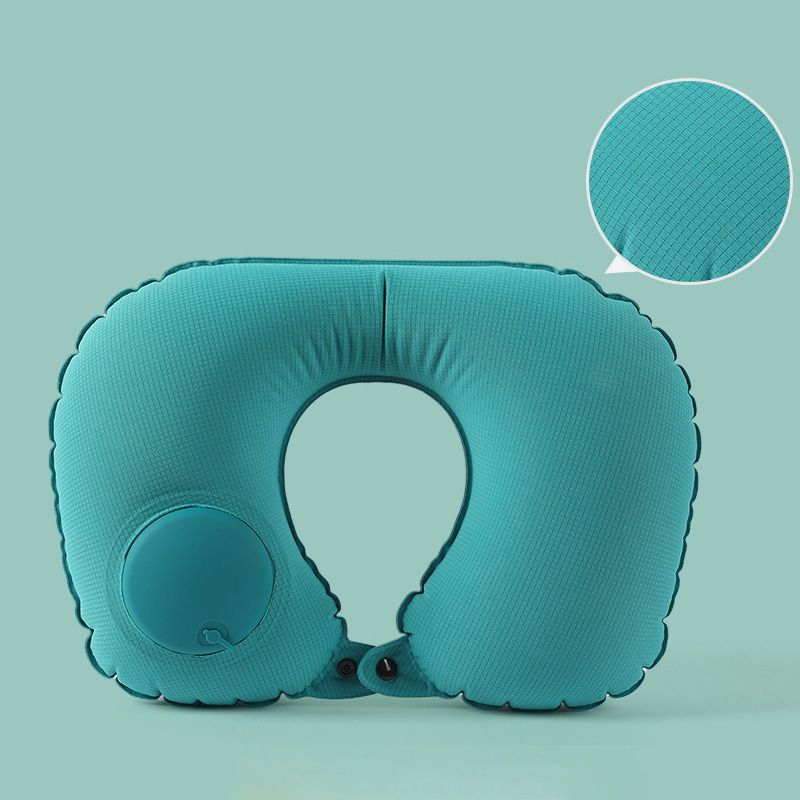 Custom New Style Ice Silk Grid Inflatable Neck Pillow For Travel And Comfort Business