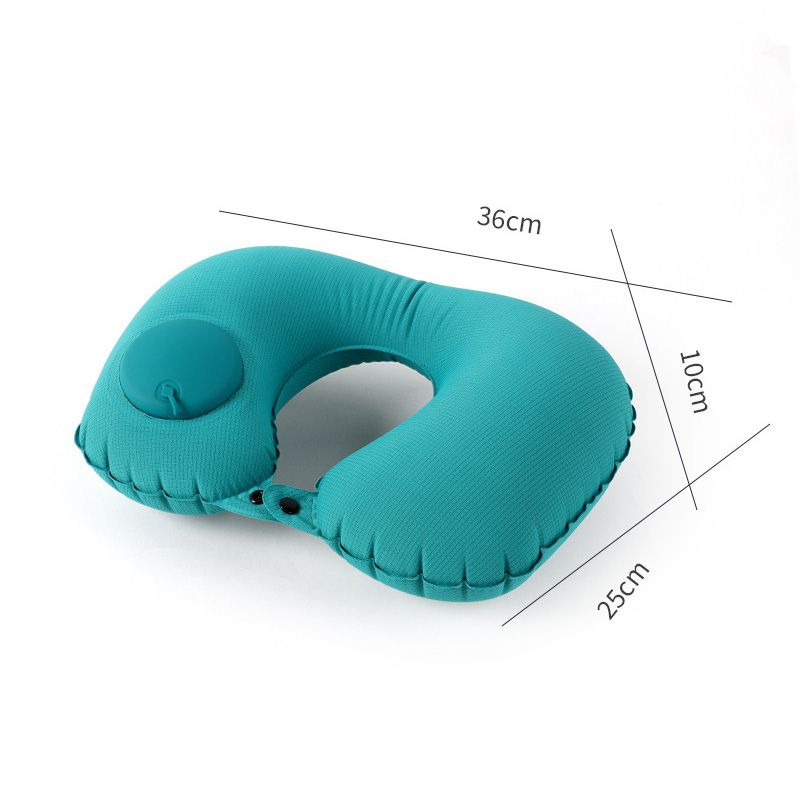 Custom New Style Ice Silk Grid Inflatable Neck Pillow For Travel And Comfort Business