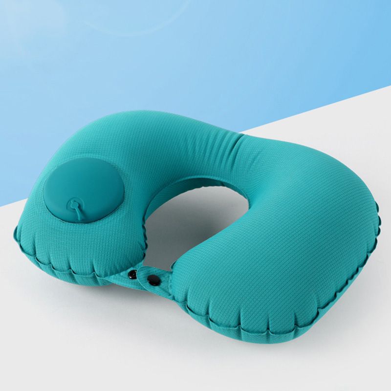 Custom New Style Ice Silk Grid Inflatable Neck Pillow For Travel And Comfort Business