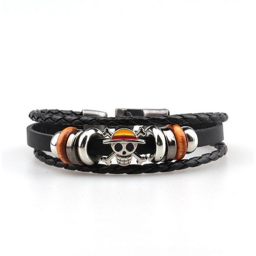 Leather bracelet weaving multi-layer punk pirate Luffy weaving anime peripherals punk leather bracelet