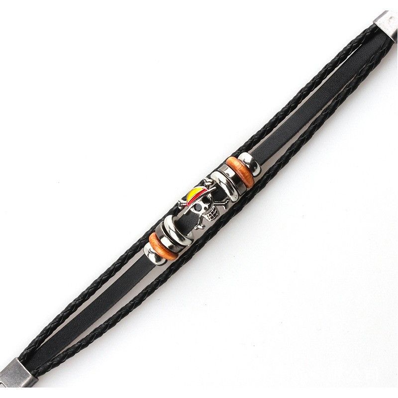 Leather bracelet weaving multi-layer punk pirate Luffy weaving anime peripherals punk leather bracelet