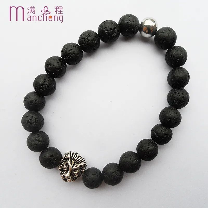 Men's Fashion, Natural Volcanic Magma, Stone Lion Awakening Bracelet, Couple Jewelry Gifts, Street Personality, Non-Mainstream H