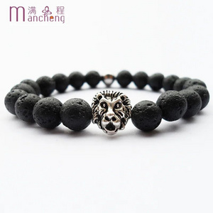 Men's Fashion, Natural Volcanic Magma, Stone Lion Awakening Bracelet, Couple Jewelry Gifts, Street Personality, Non-Mainstream H