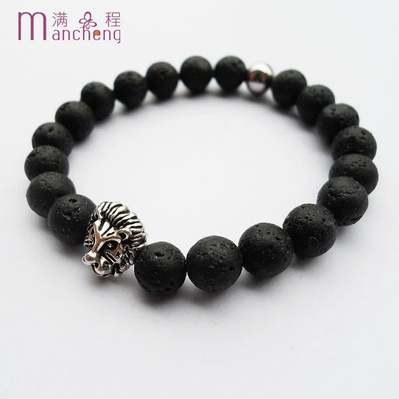 Men's Fashion, Natural Volcanic Magma, Stone Lion Awakening Bracelet, Couple Jewelry Gifts, Street Personality, Non-Mainstream H