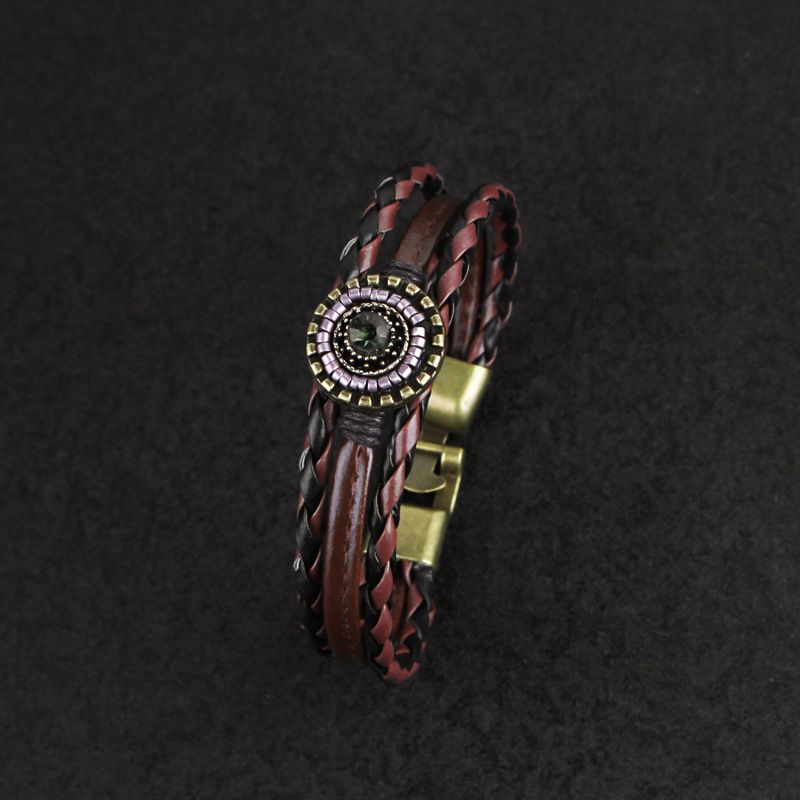 Handwoven multi-layer bracelet men's leather bracelet vintage ethnic style leather rope