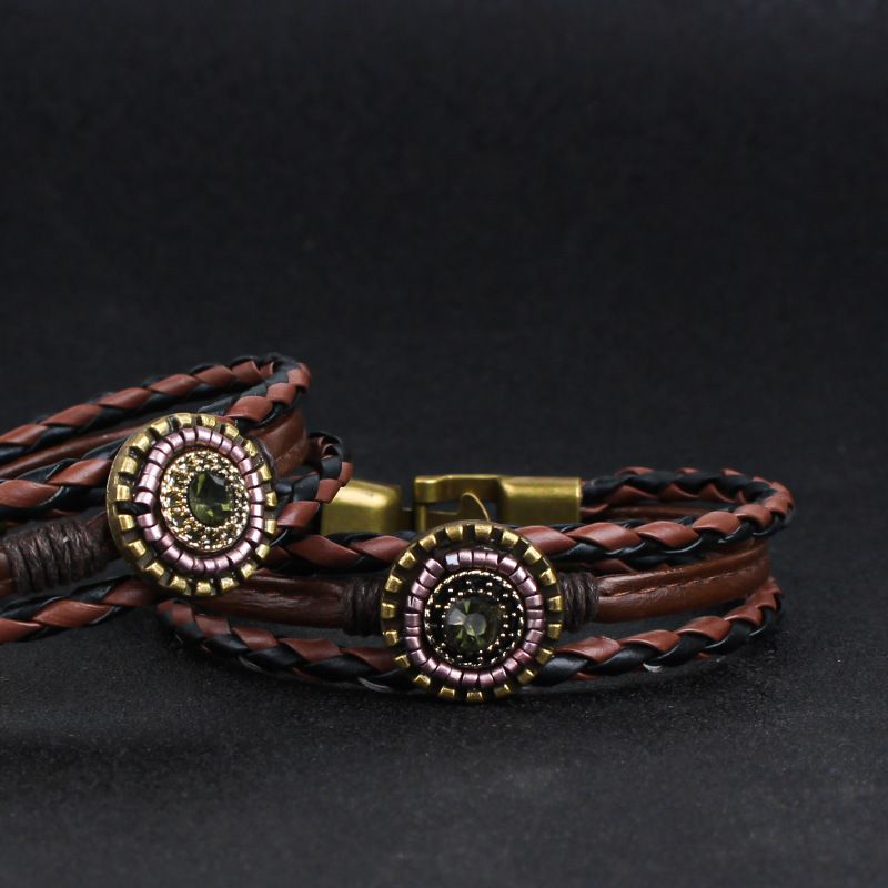 Handwoven multi-layer bracelet men's leather bracelet vintage ethnic style leather rope