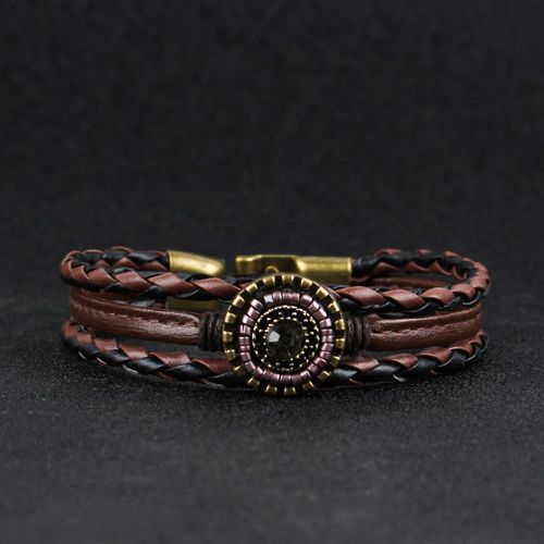 Handwoven multi-layer bracelet men's leather bracelet vintage ethnic style leather rope