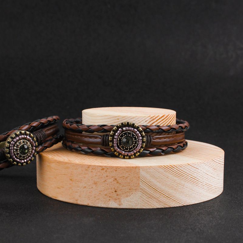 Handwoven multi-layer bracelet men's leather bracelet vintage ethnic style leather rope