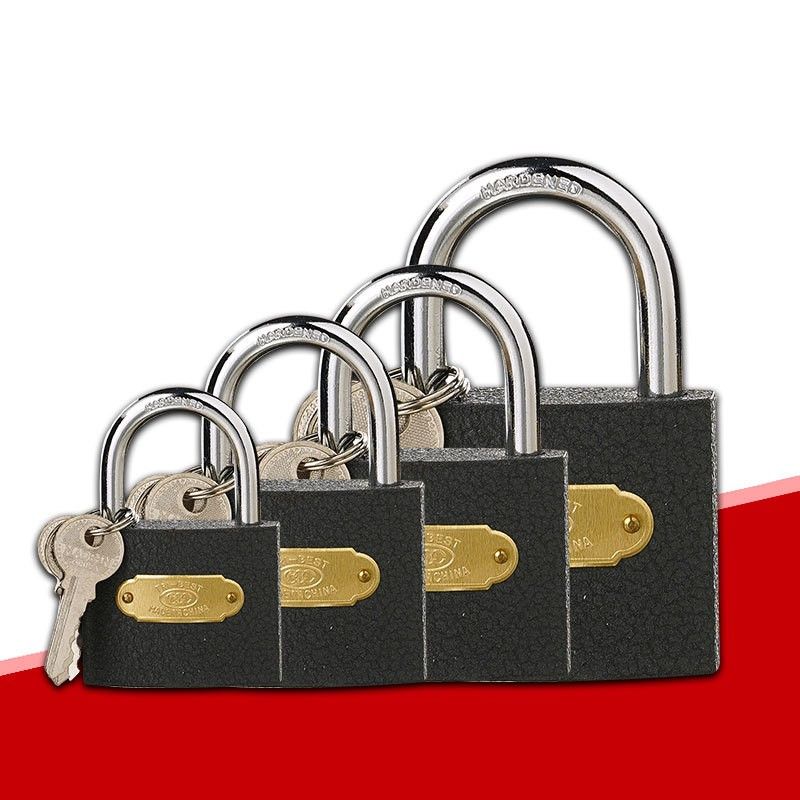 Wholesale customizable LOGO high quality cheap multi size safety black keyed padlock 25mm 30mm Iron padlock