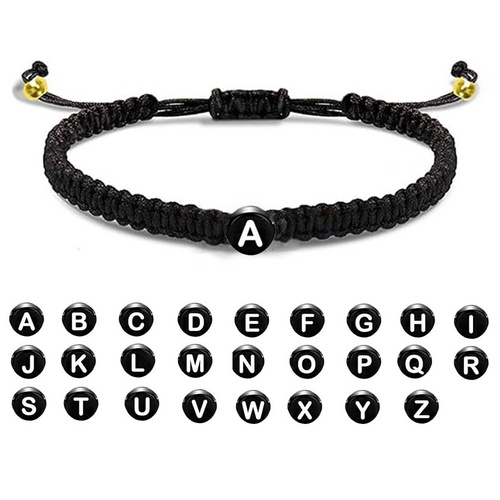 1 Piece Braided Rope Black 26 Alphabet Hand-Woven Adjustable Simple Fashion Bracelet