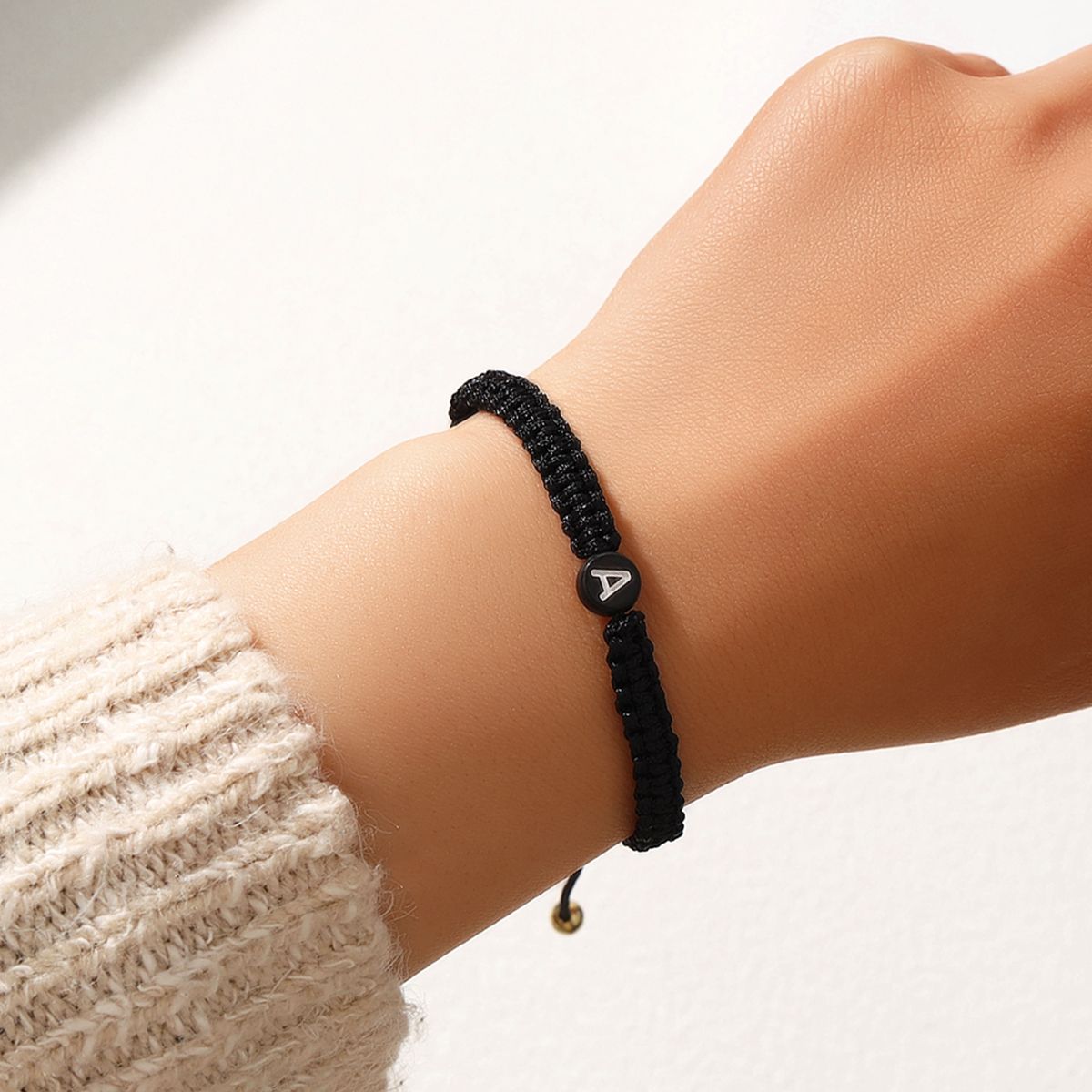 1 Piece Braided Rope Black 26 Alphabet Hand-Woven Adjustable Simple Fashion Bracelet