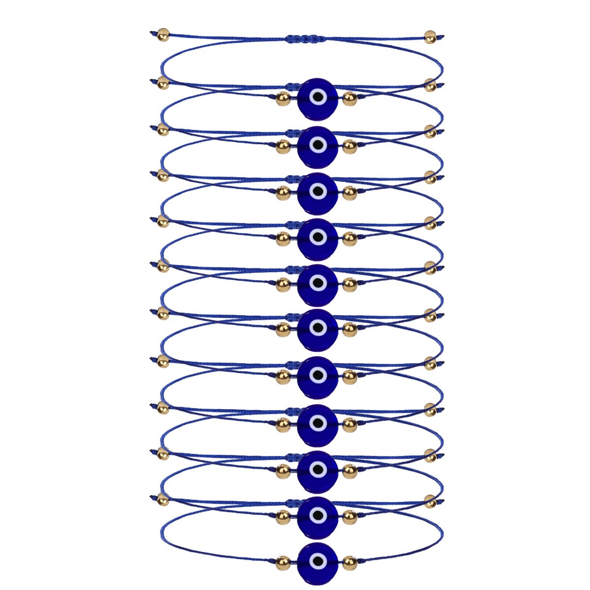 12 Pieces Braided Rope Lucite Blue Eyes Handmade Adjustable Simple Fashion Bracelet Set