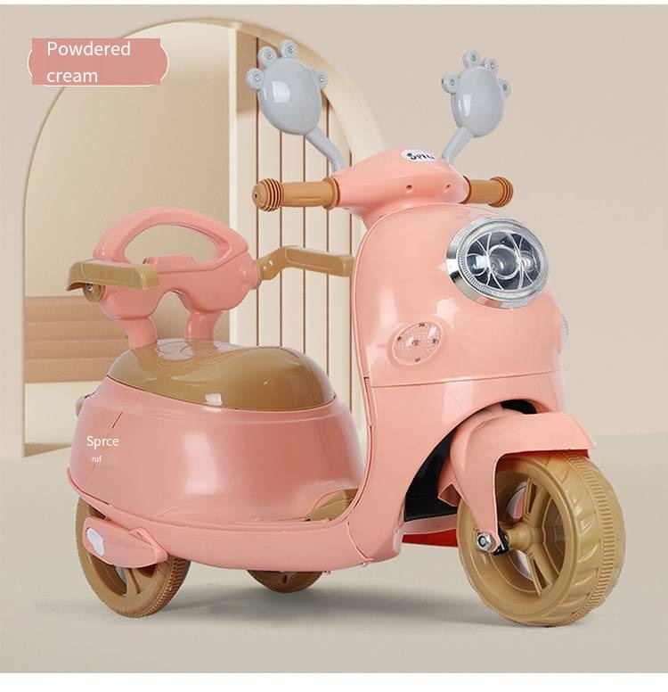 Parent child electric motorcycle, baby two seater tricycle, male and female charging, two child remote control toy car