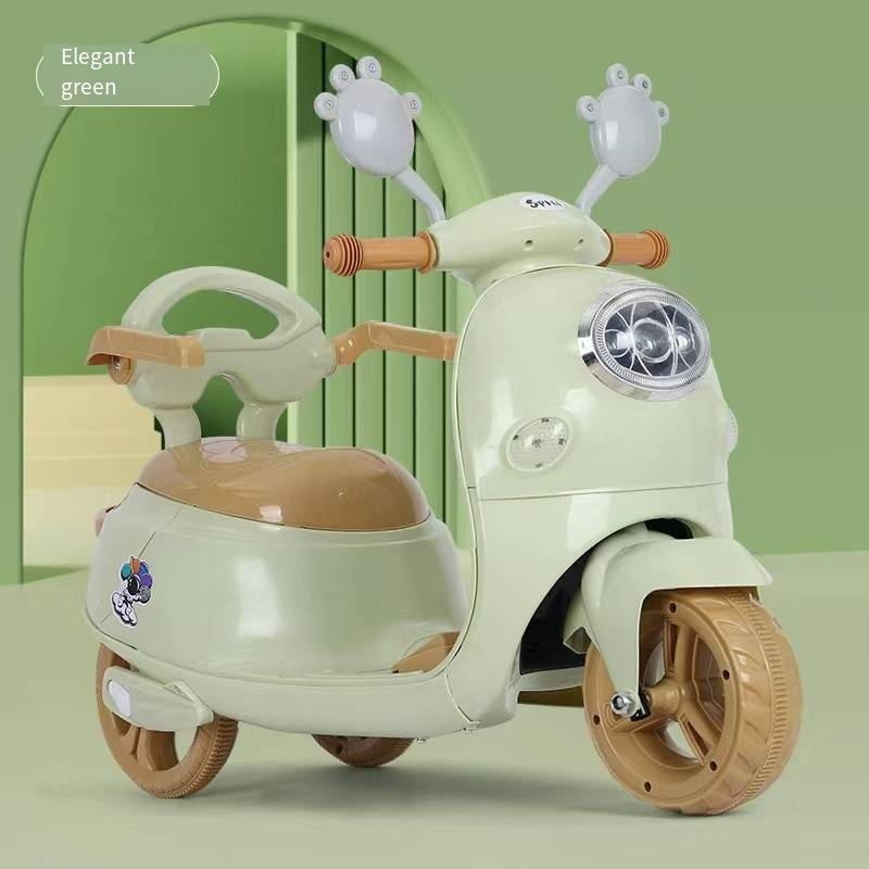 Parent child electric motorcycle, baby two seater tricycle, male and female charging, two child remote control toy car