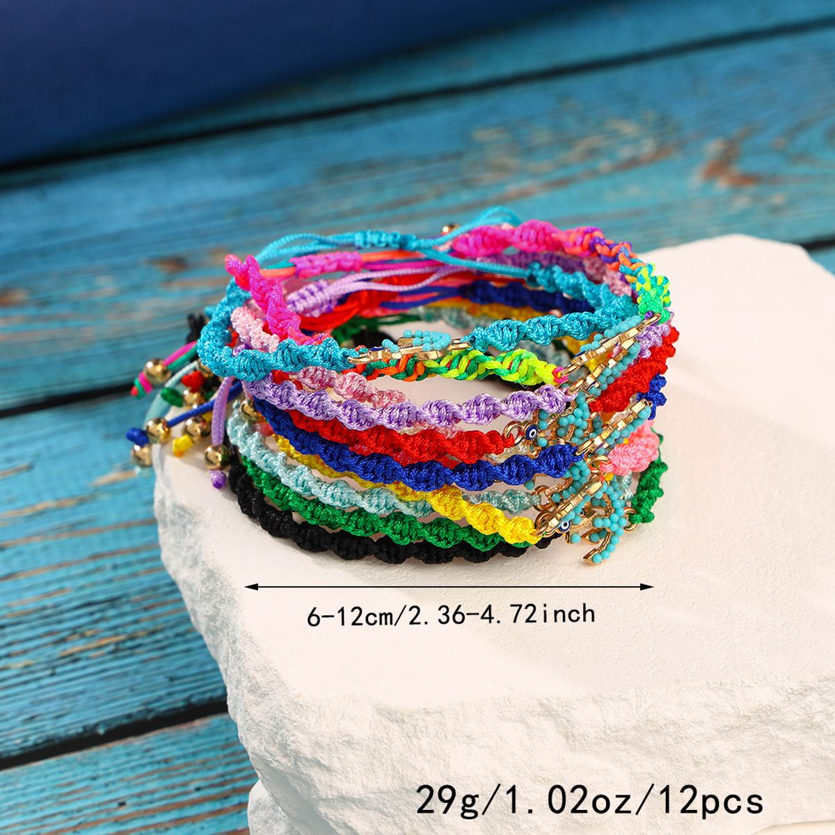 12 Pieces Braided Rope Zinc Alloy Boat Anchor Handmade Adjustable Simple Fashion Bracelet Set