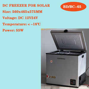 BD/BC-65 DC Solar freezer 12V24V48V Compressor freezer battery chest freezer for Africa -18C deep freezer for Cold chain logist