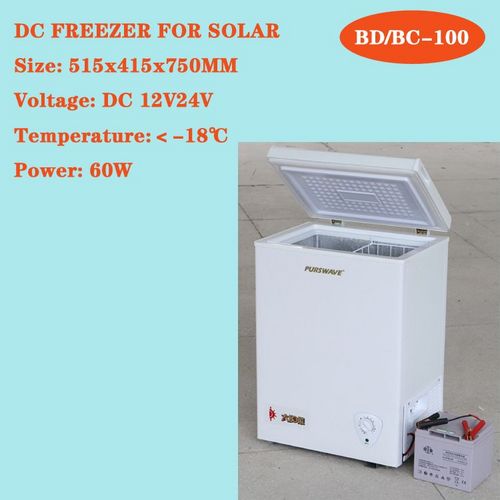 BD/BC-100DC Solar freezer 12V24V48V Compressor freezer battery chest freezer for Africa -18c deep freezer for Cold chain logist