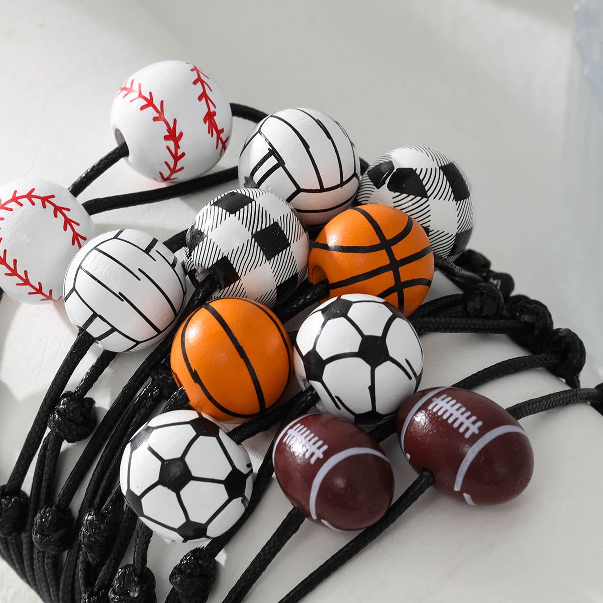 12 pieces woven rope spherical series single ball hand woven adjustable simple and fashionable bracelet set