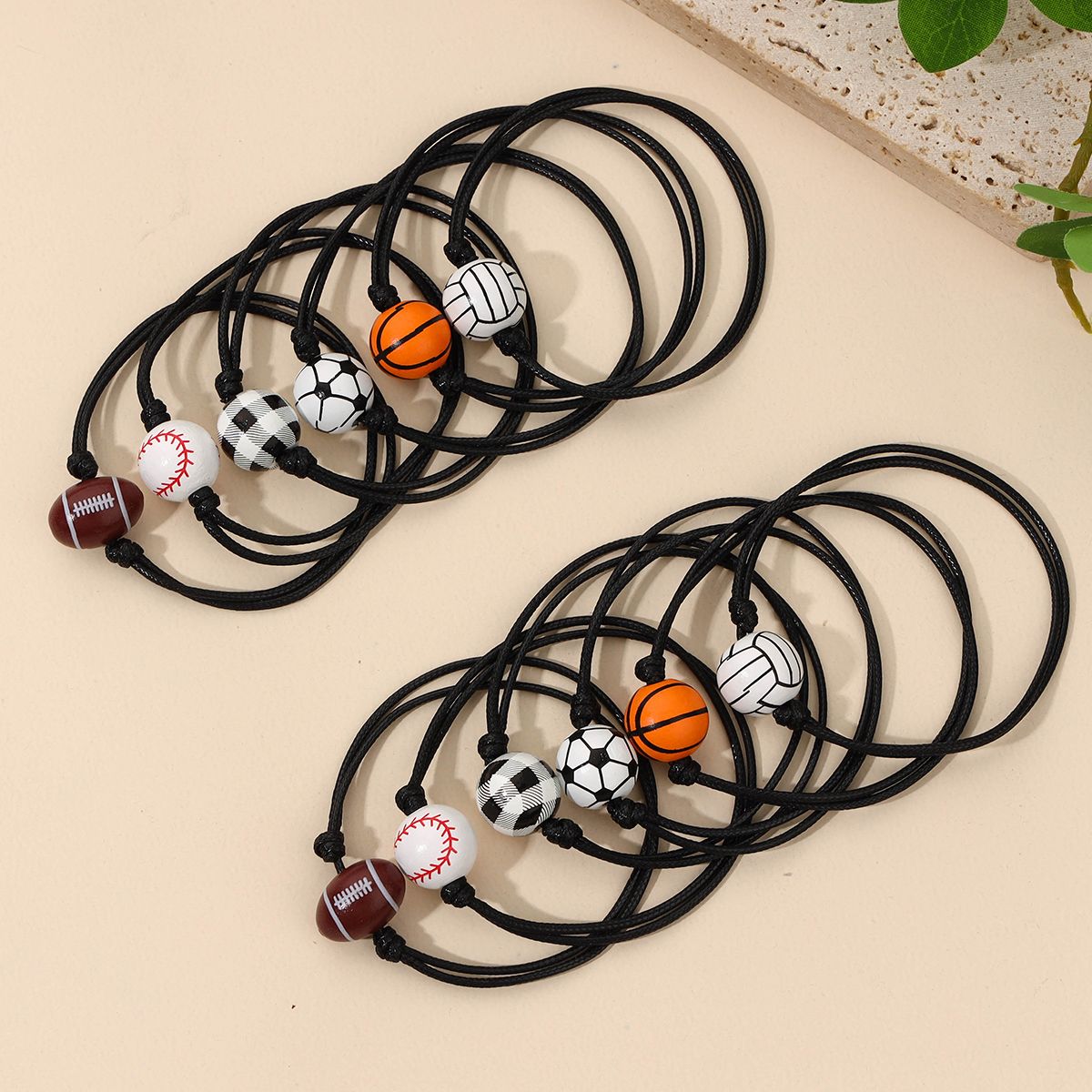 12 pieces woven rope spherical series single ball hand woven adjustable simple and fashionable bracelet set