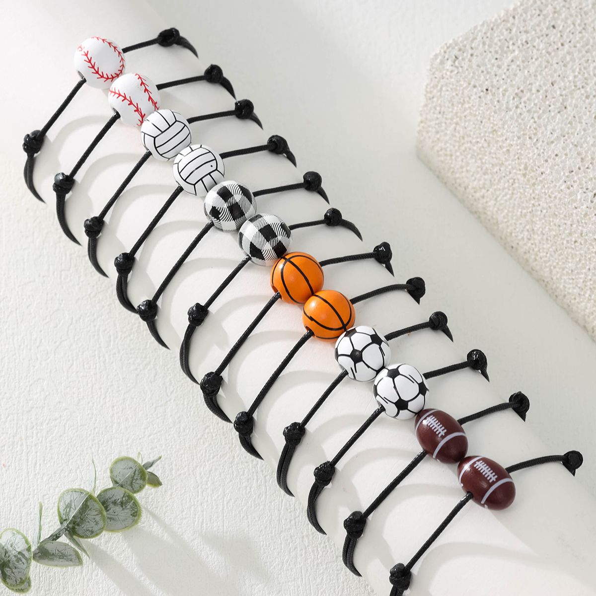 12 pieces woven rope spherical series single ball hand woven adjustable simple and fashionable bracelet set