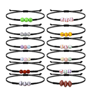 12 pieces braided rope ball series black three ball hand woven adjustable simple and fashionable bracelet set