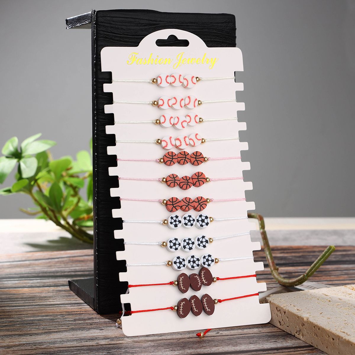 12 pieces woven rope soft pottery multi-color three ball hand woven adjustable simple and fashionable bracelet set