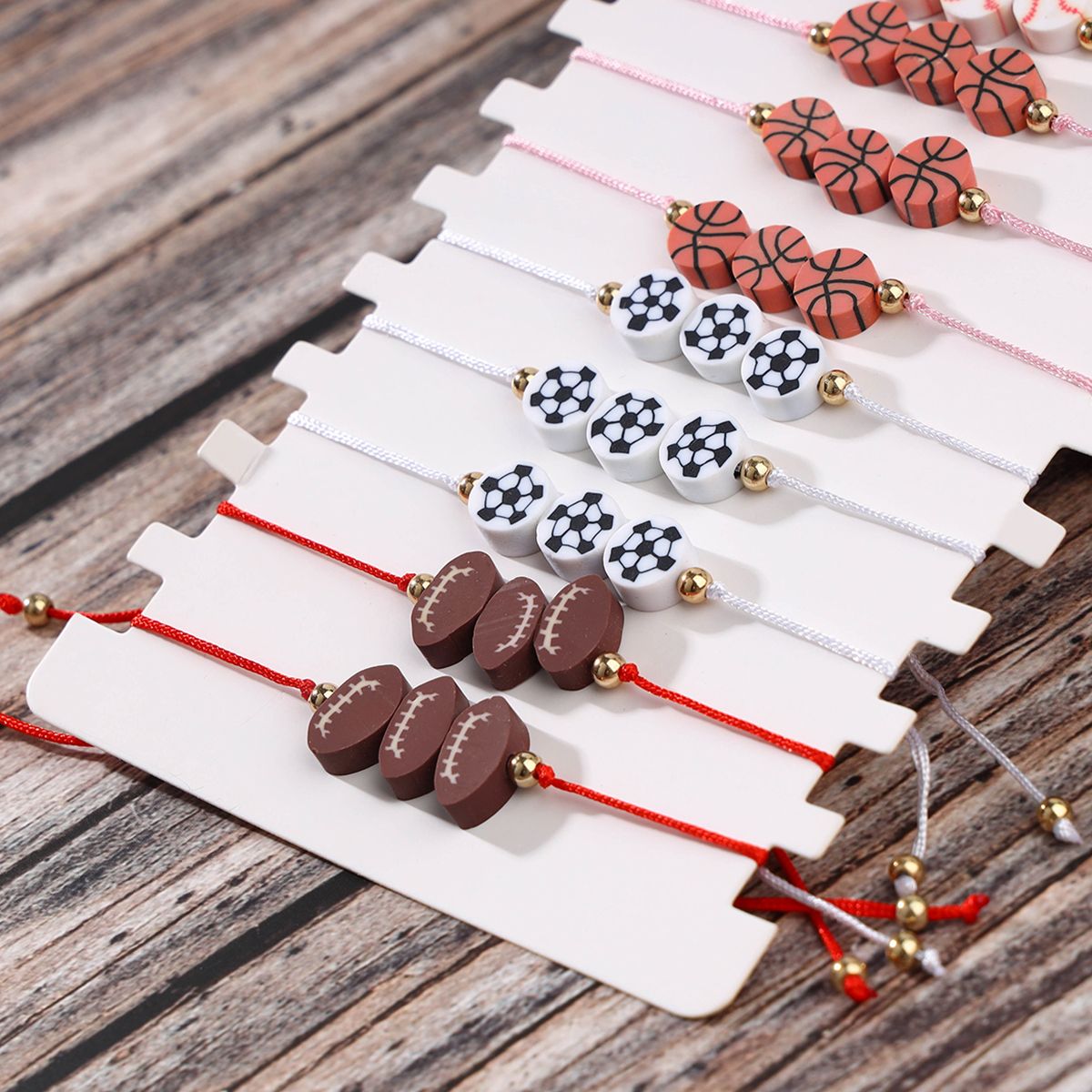 12 pieces woven rope soft pottery multi-color three ball hand woven adjustable simple and fashionable bracelet set