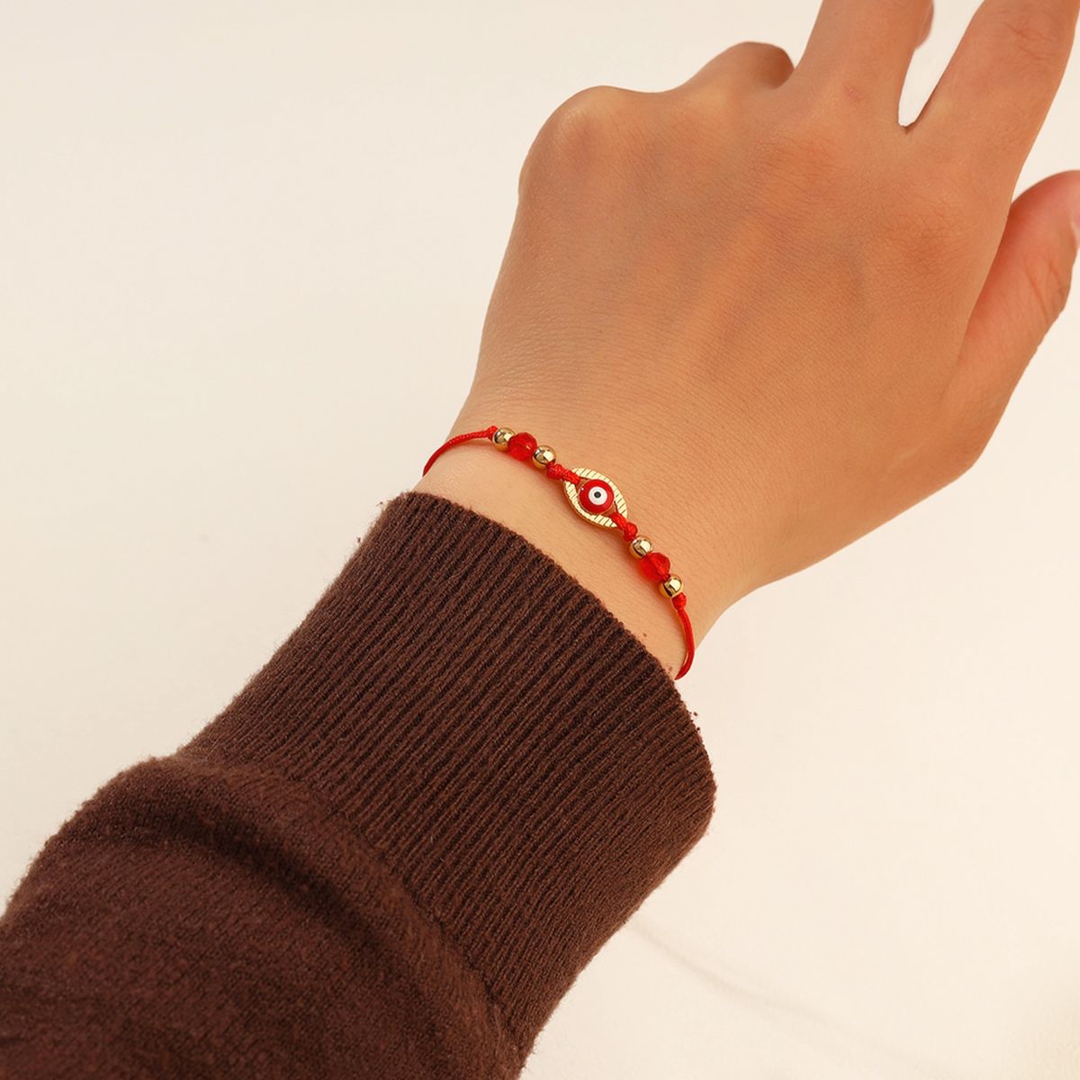 12 Pieces Braided Rope Zinc Alloy Red Eyes Handmade Adjustable Simple Fashion Bracelet Set