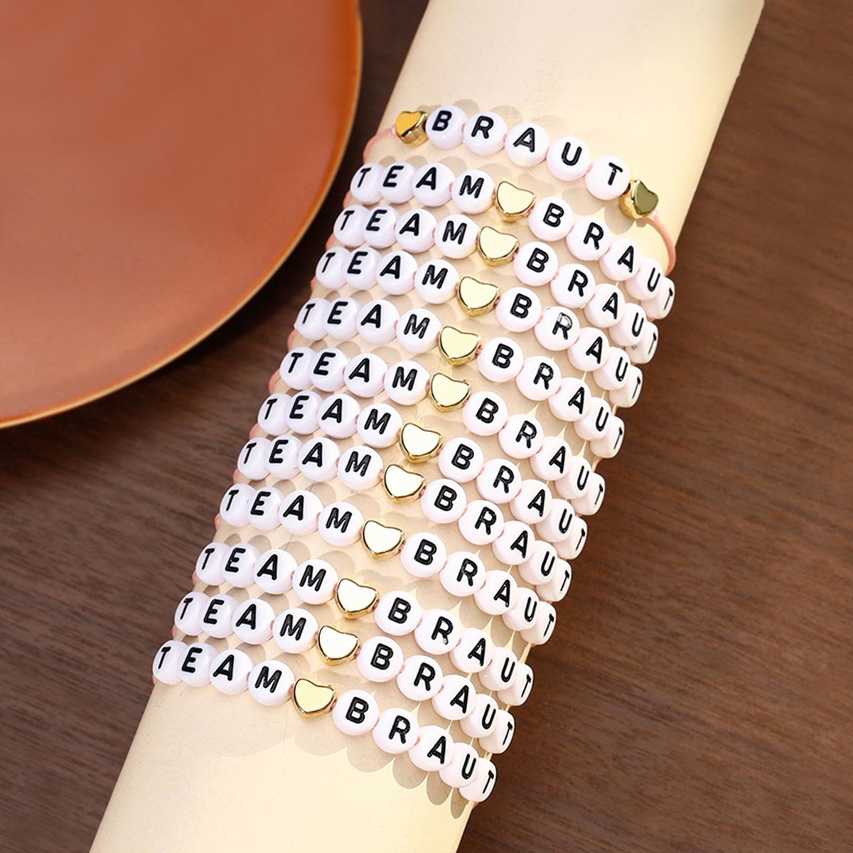 12 Pieces Braided Rope Zinc Alloy Heart Alphabet Handmade Adjustable Simple Fashion Bracelet Set