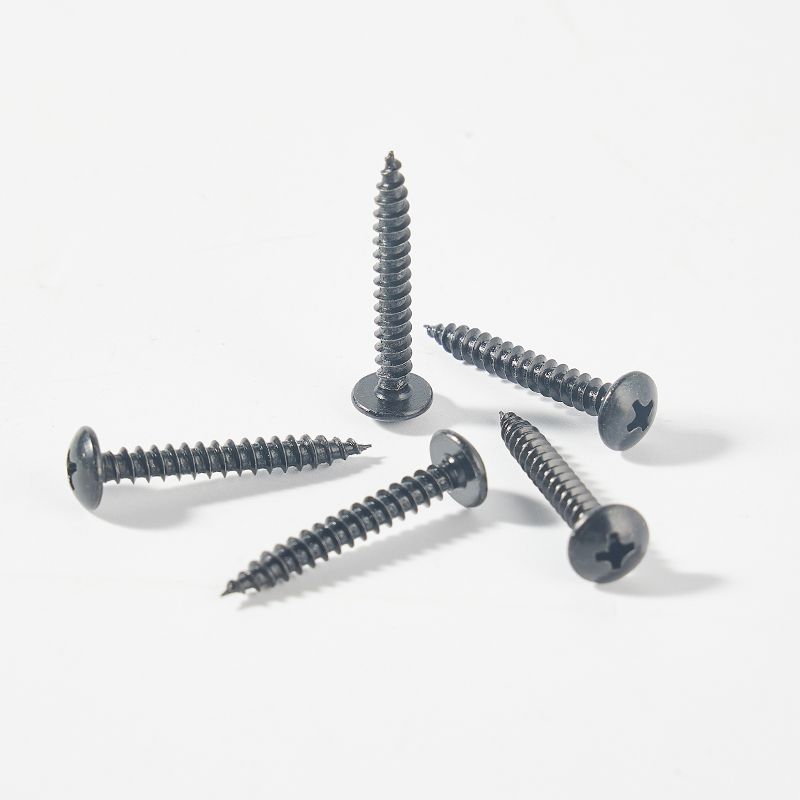 Black zinc plated pan head phillips self tapping screw