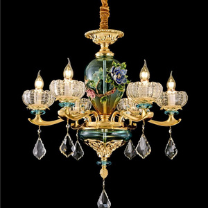 LX8001 Enamel chandelier zinc alloy chandelier crystal glass luxury living room lamp