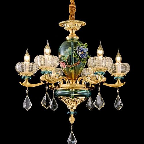 LX8001 Enamel chandelier zinc alloy chandelier crystal glass luxury living room lamp